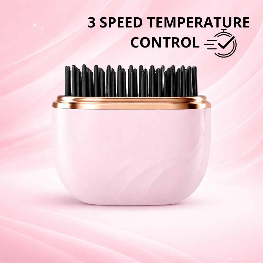 Electric Heating Hair Straightener Brush Portable