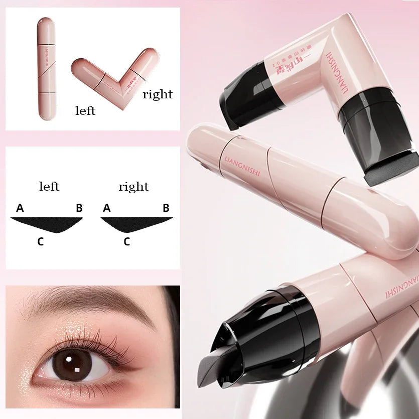 Rotate Eyeliner Stamp Integrated Black Brown Dual-Tip DIY Eyeliner Wing Stencil Waterproof Smudge-Proof Longwear Liquid Pen